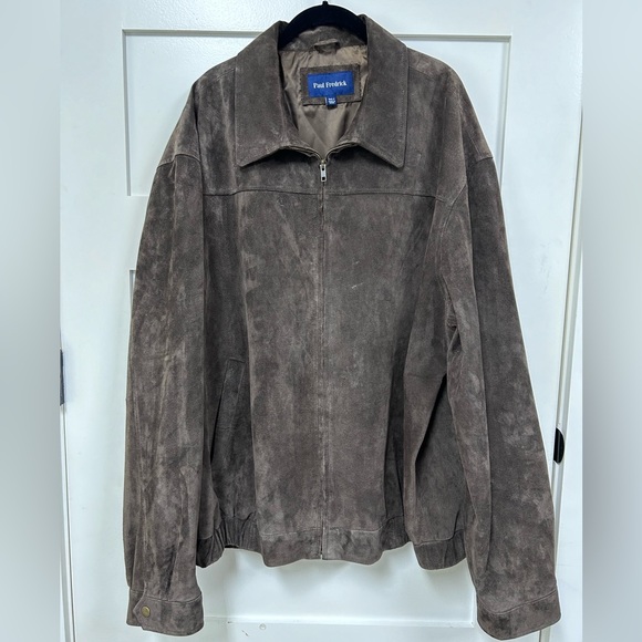 PAUL FREDRICK 3XLT Brown Suede Leather Bomber
